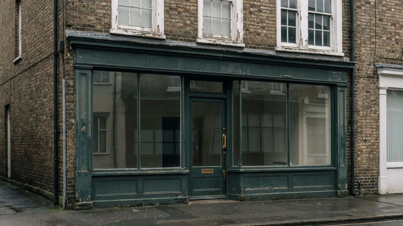The painted timber shopfront of a small high street professional office